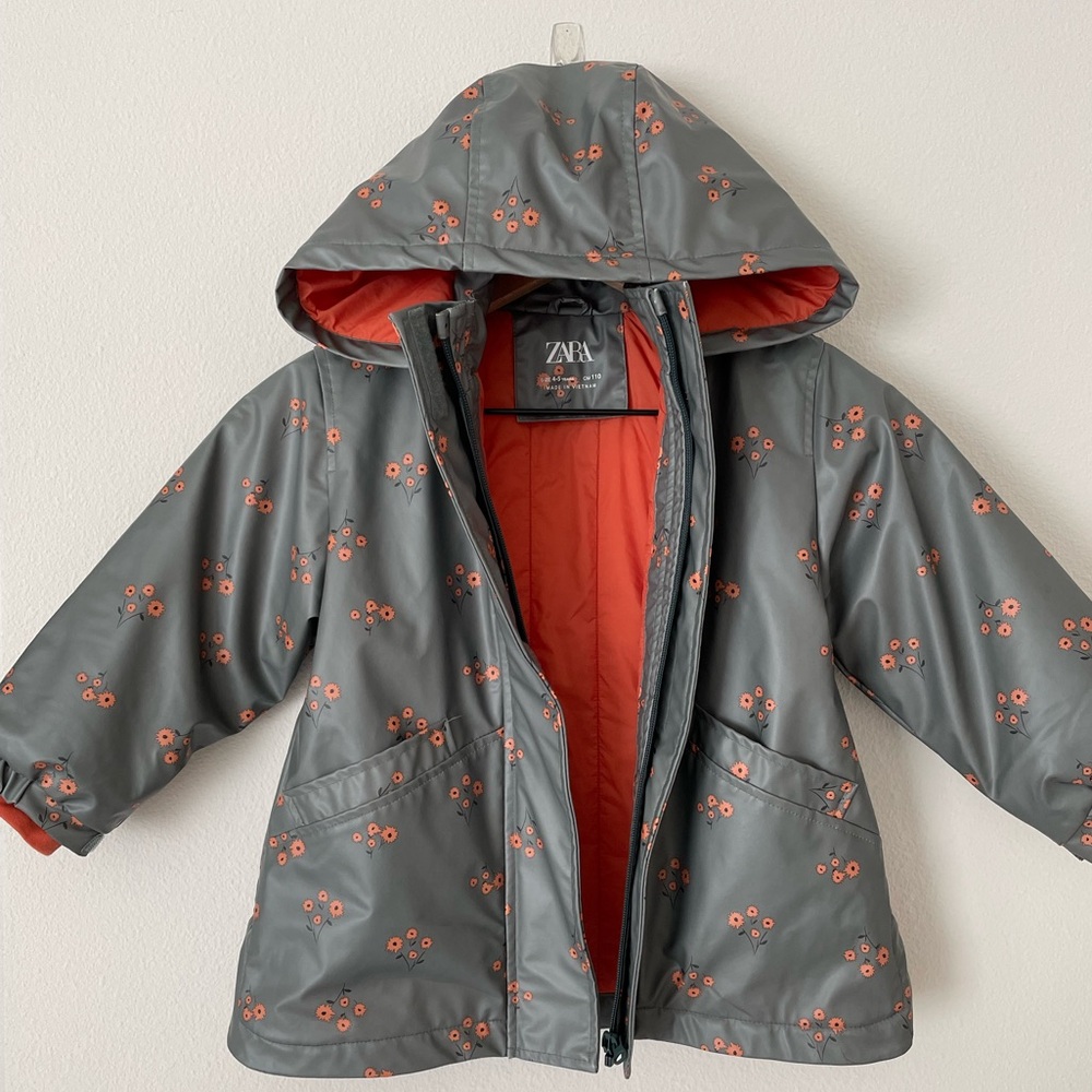 Zara floral rain jacket size 4/5
